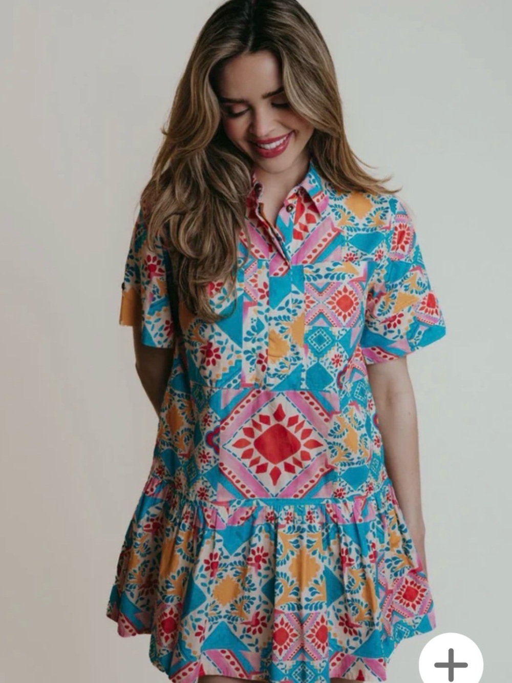 NWT LAROQUE Lola Short Boutique Abstract Geometric Colorful dress Sz XS